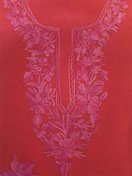 Women Cotton Suits with Kashmiri Embroidery Unstitched Dress Material Salwar Suits (Pink-3)