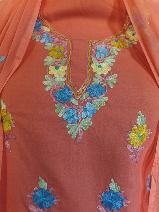 Women Cotton Suits with Kashmiri Embroidery Unstitched Dress Material Salwar Suits
