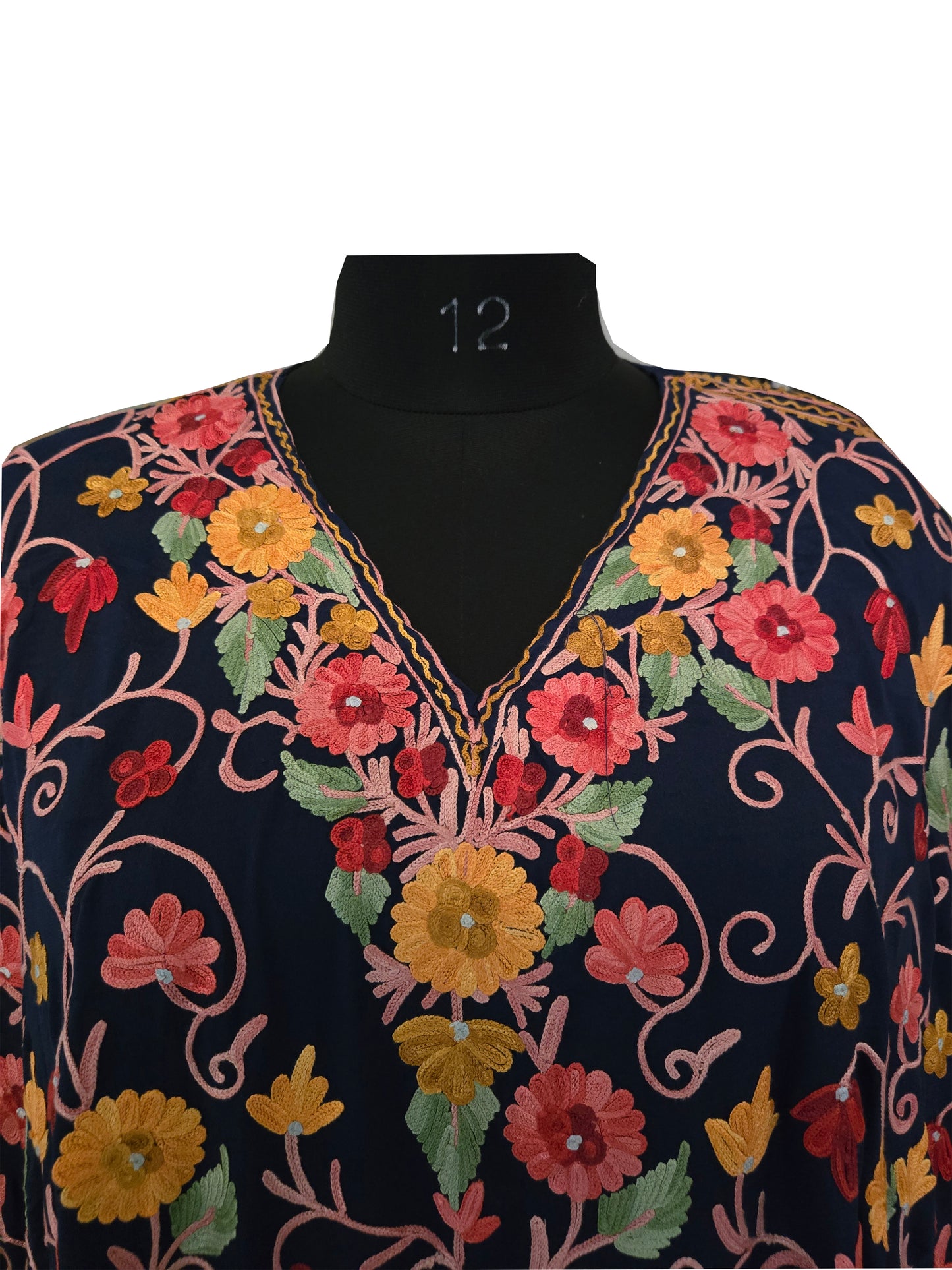 Kashmir Gallery Women Kashmiri Crape Kaftan Nightgown Maxi with Kashmiri Charming Embroidery Free Size (Copy)