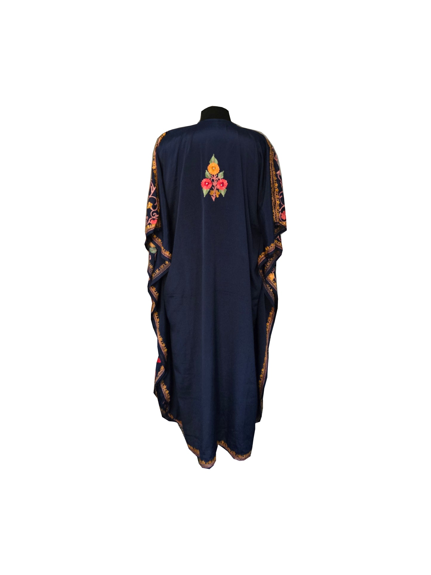 Kashmir Gallery Women Kashmiri Crape Kaftan Nightgown Maxi with Kashmiri Charming Embroidery Free Size (Copy)