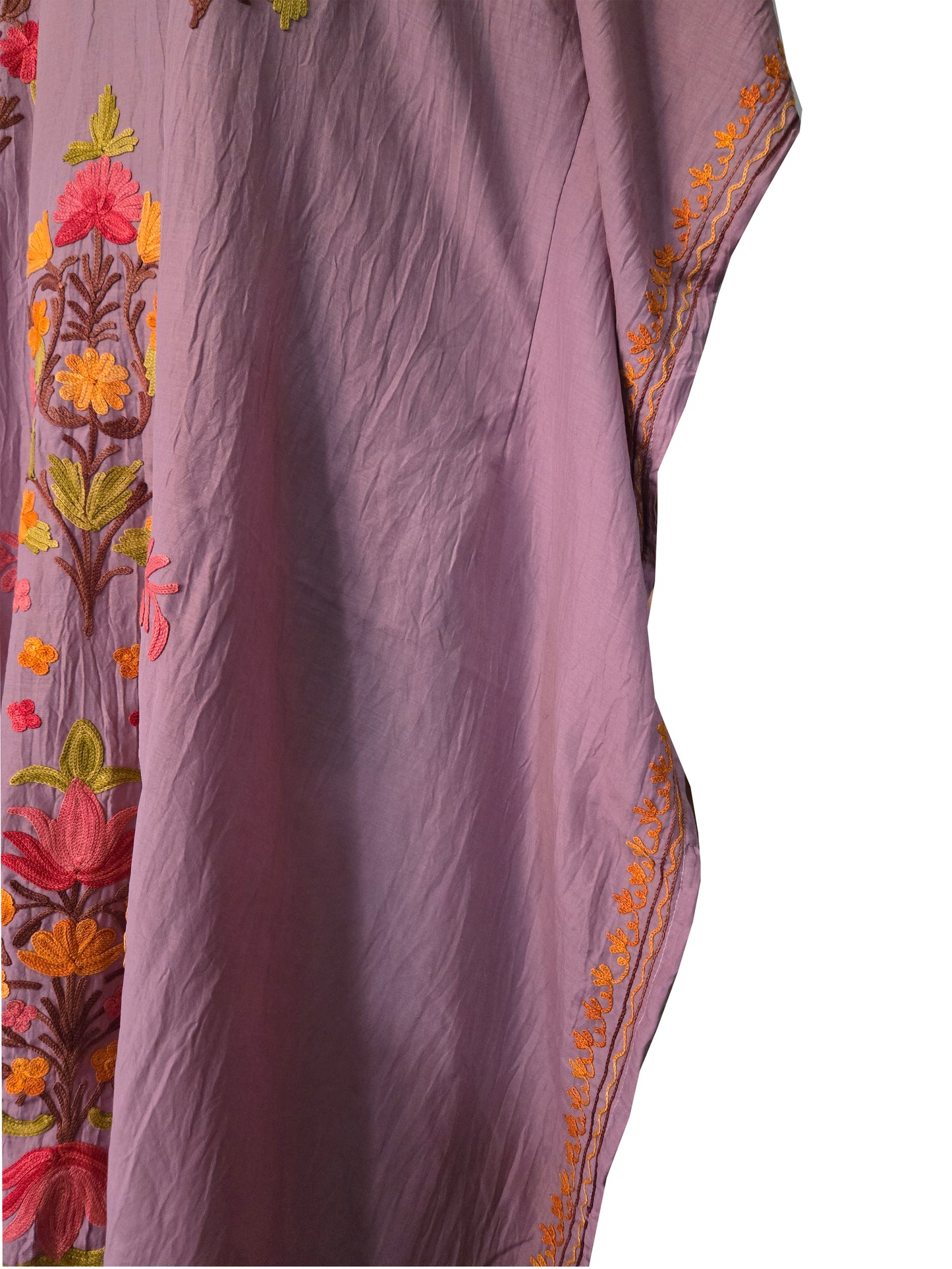 Kashmir Gallery Women Kashmiri Kaftan Nightgown Maxi with Kashmiri Charming Embroidery Free Size - purple