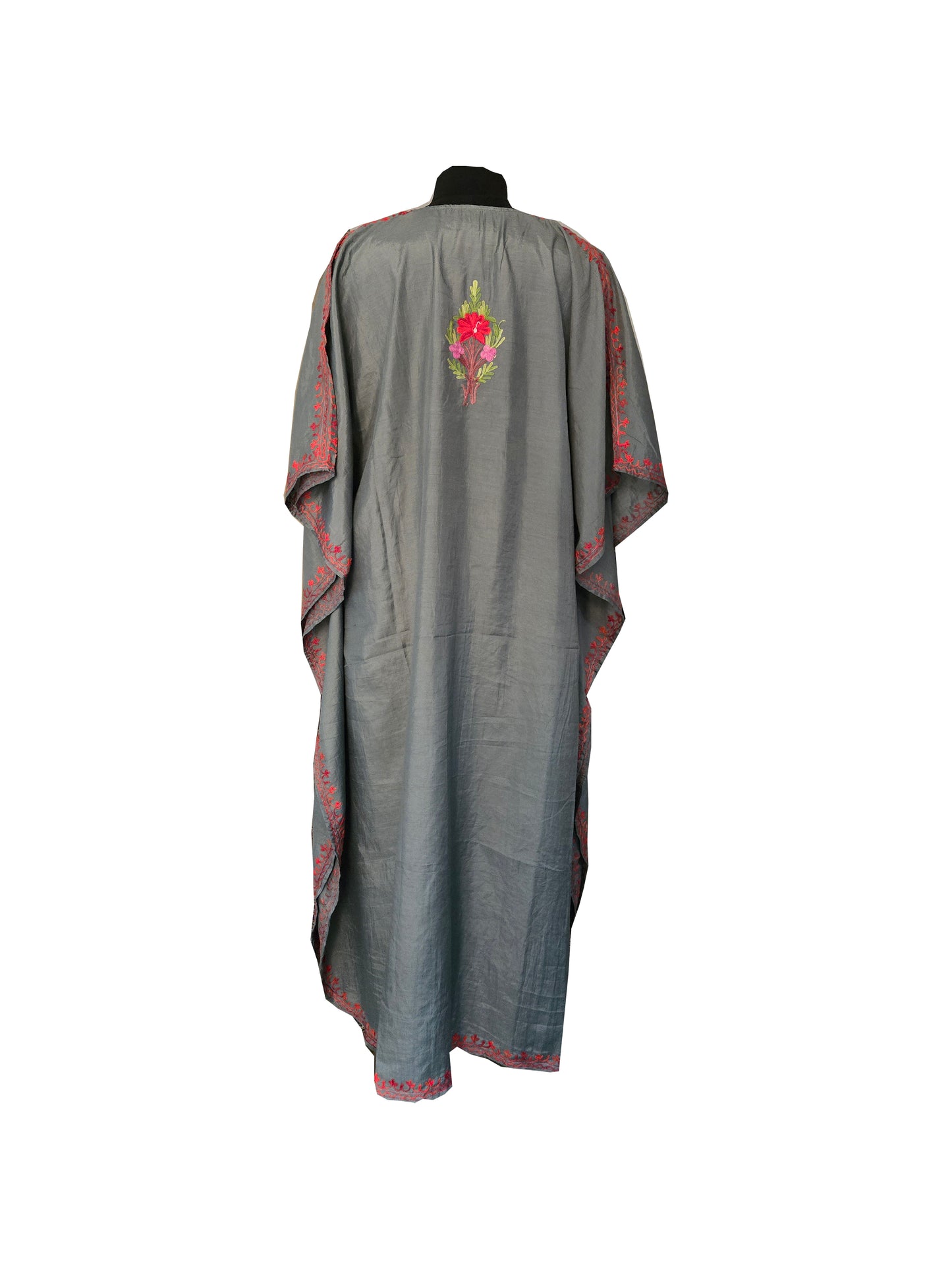Kashmir Gallery Women Kashmiri Kaftan Nightgown Maxi with Kashmiri Charming Embroidery Free Size - green