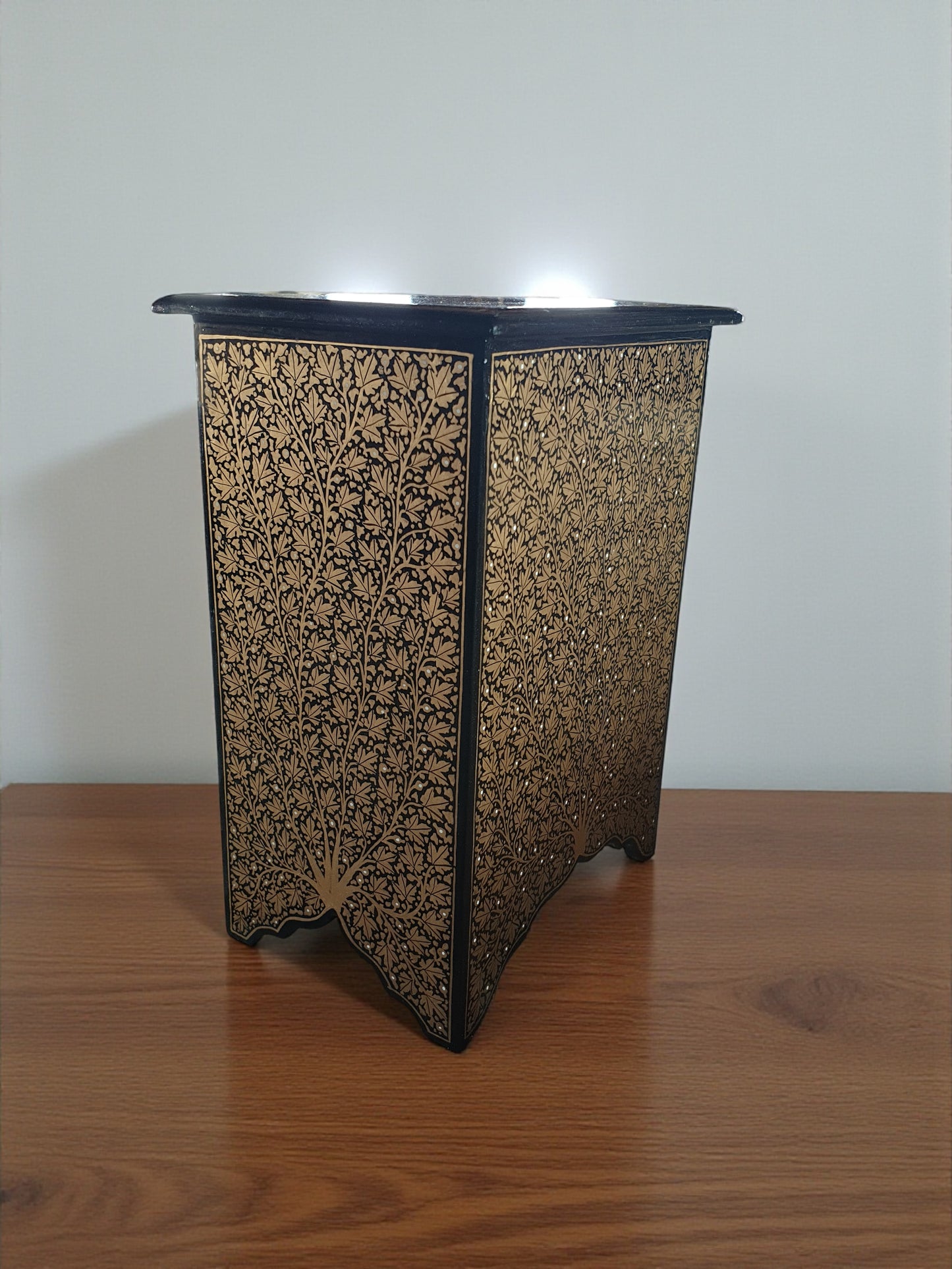 Mini Wooden Paper-Mâché Jewelry Almirah, Golden