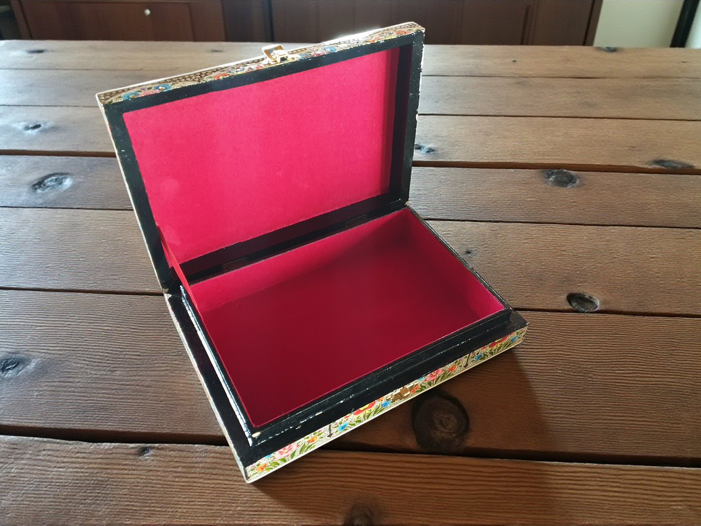 Handcrafted Paper-Mâché Jewelry Box — Floral Embroidery