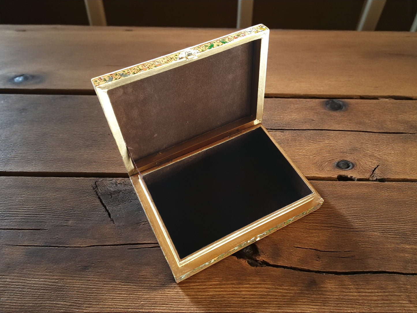 Handcrafted Paper-Mâché Jewelry Box — Floral Embroidery