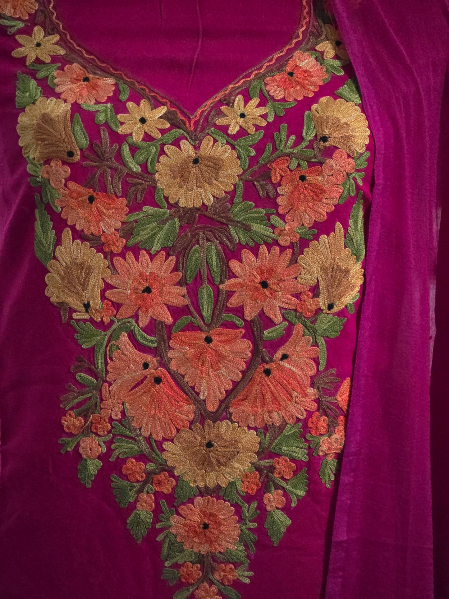 Women Cotton Suits with Kashmiri Embroidery Three Piece Suit - Tomato Red