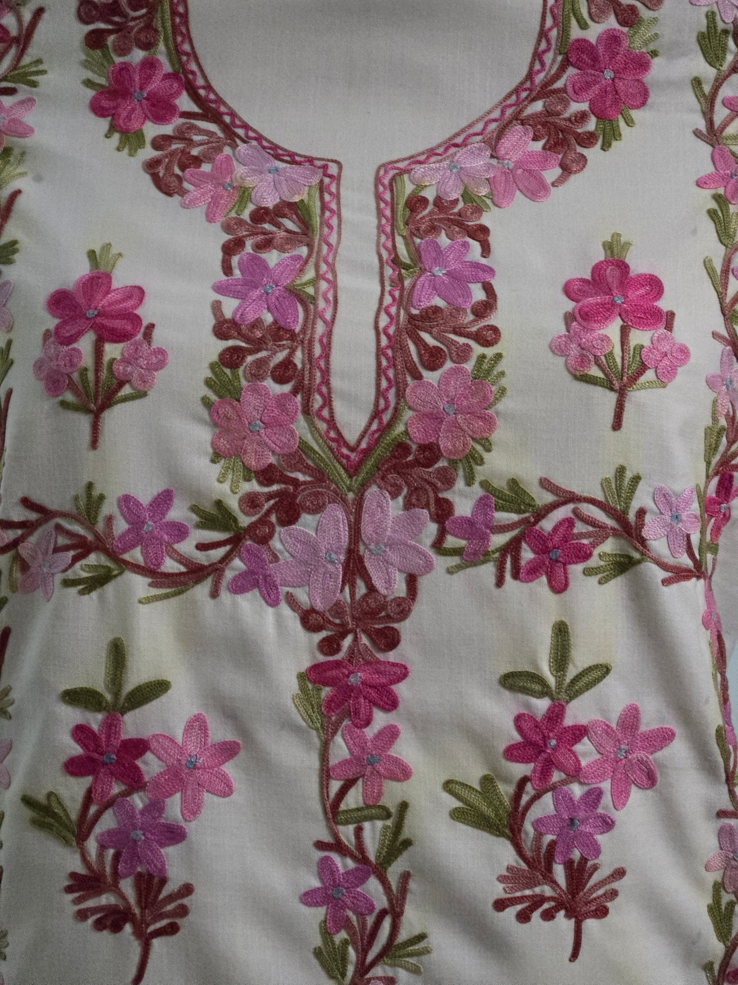 Women Cotton Suits with Kashmiri Embroidery Two Piece Suit - White