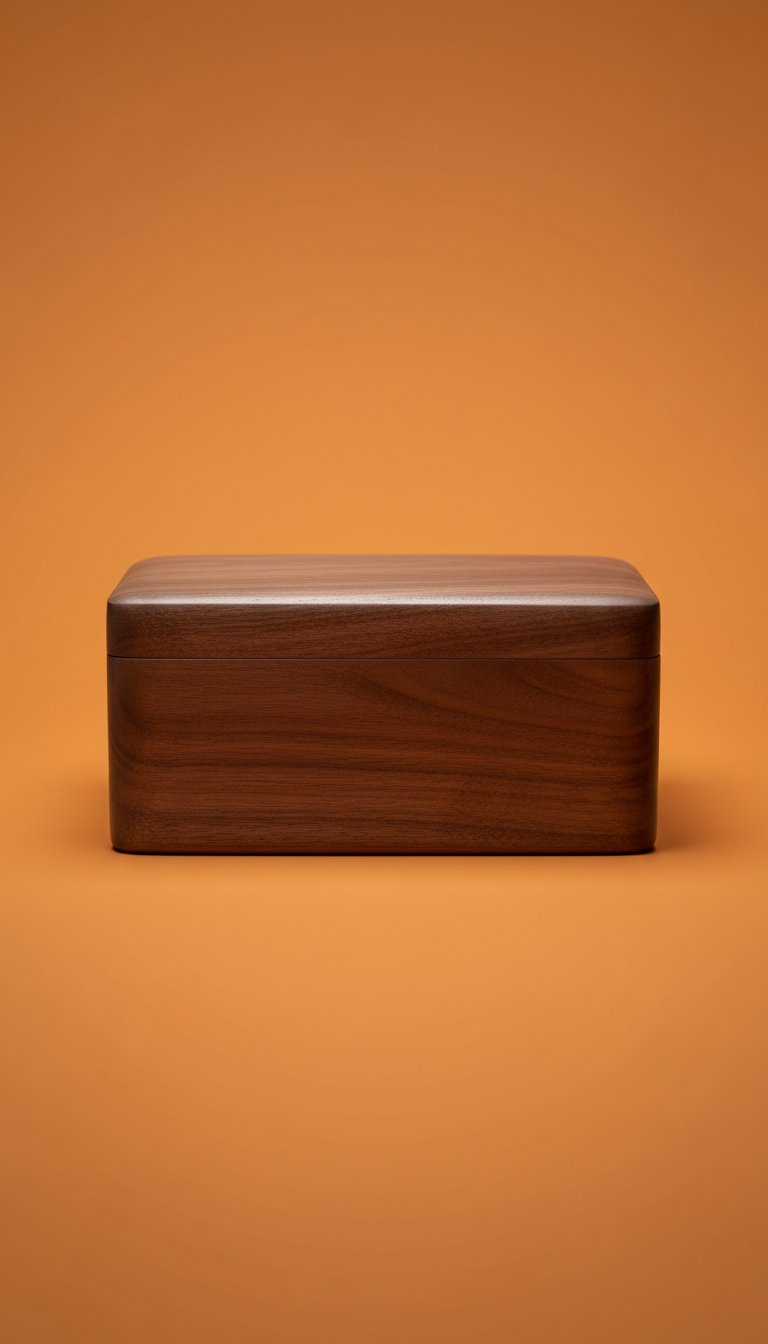 Artisanal Walnut Wood Box with Carved Lattice