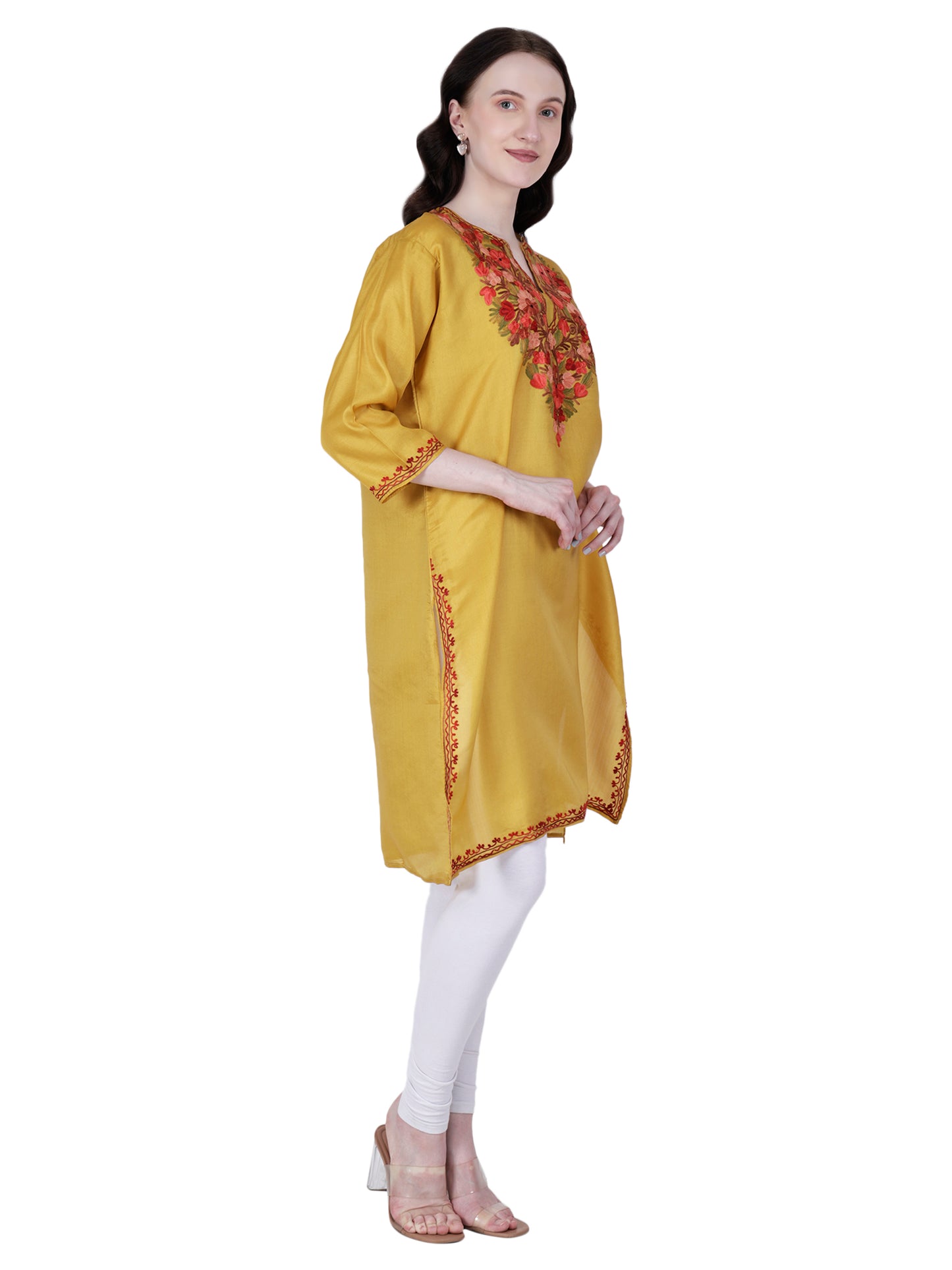 Kashmir Gallery Kashmiri Kurti for Women Silk Kurti with Embroidery A Line Kurtis with Charming Embroidery