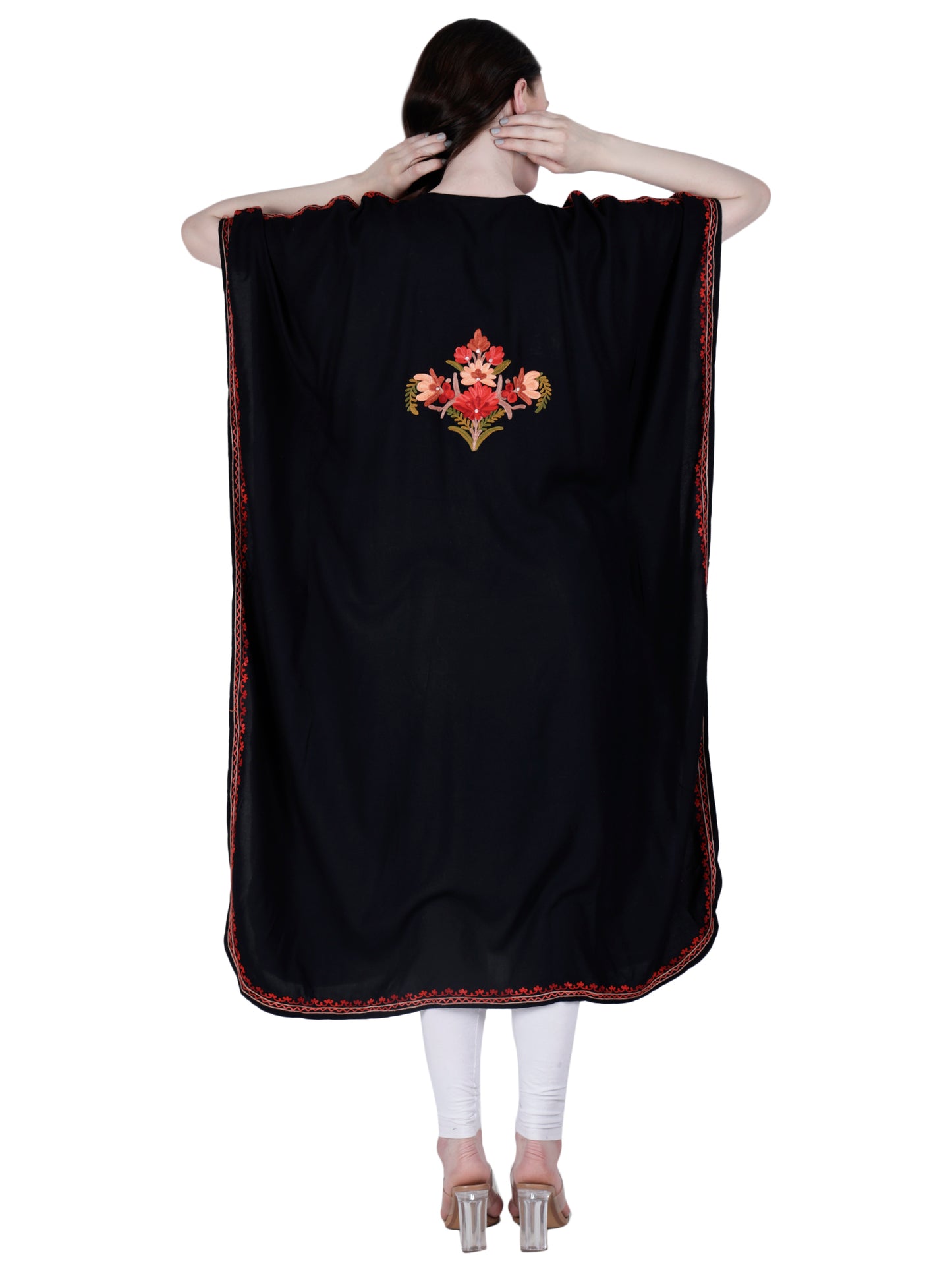 Kashmir Gallery Women Kashmiri Kaftan Nightgown Maxi with Kashmiri Charming Embroidery Free Size