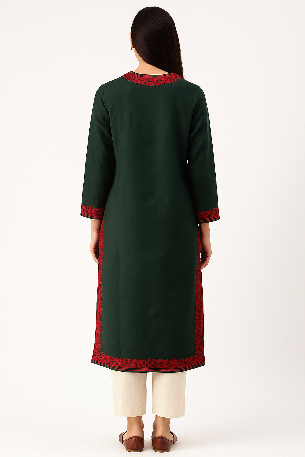 Kashmir Gallery Kashmiri Kurti for Women Cotton Kurti with Embroidery - Green