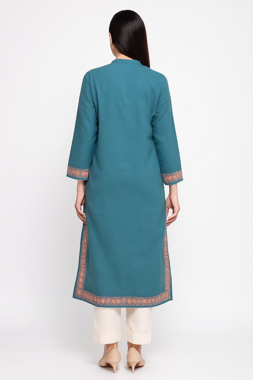 Kashmir Gallery Kashmiri Kurti for Women Cotton Kurti with Embroidery - Turquoise