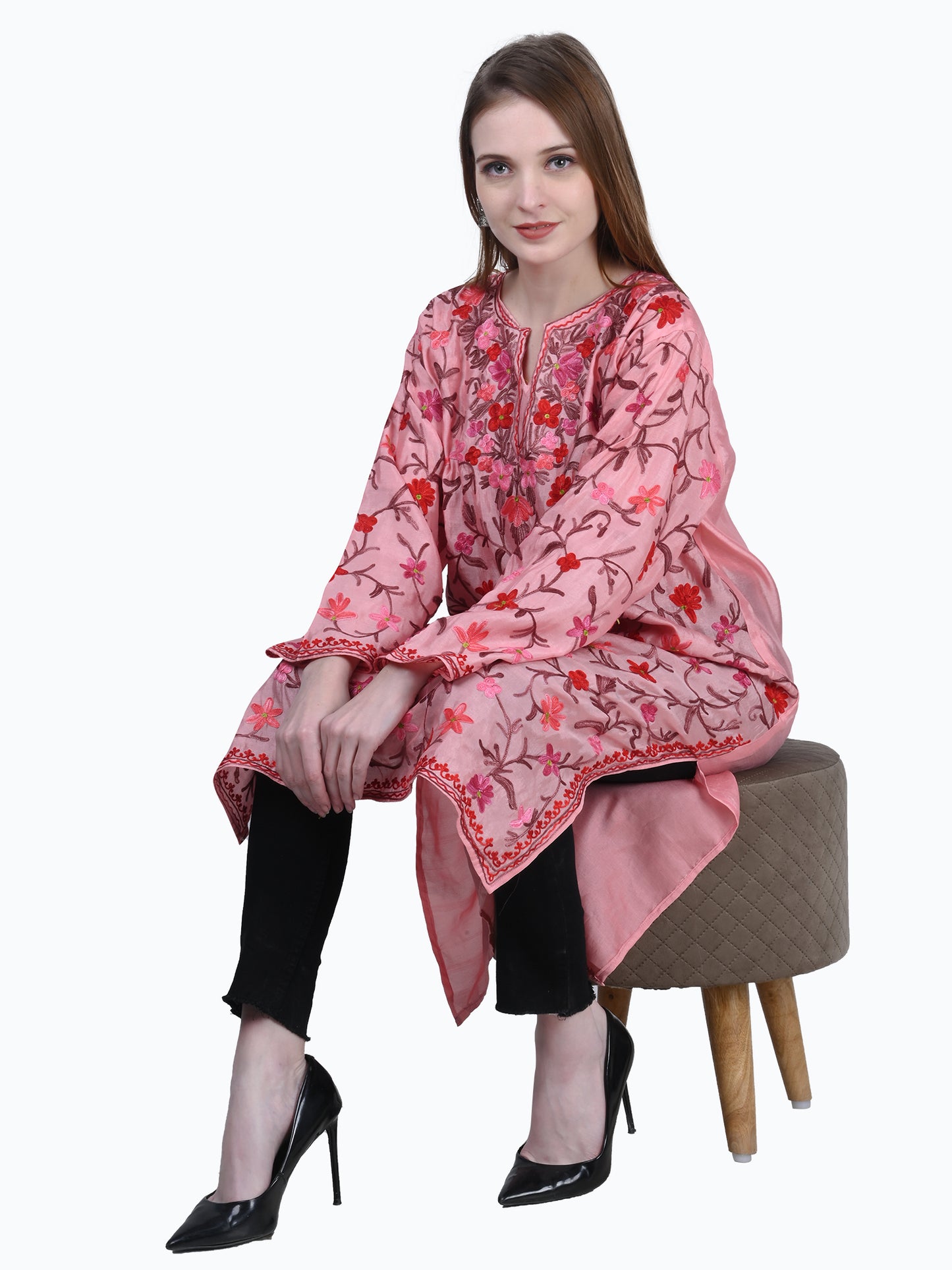 Kashmir Gallery Kashmiri Kurti for Women Cotton Kurti with Embrith Charming Embroidery