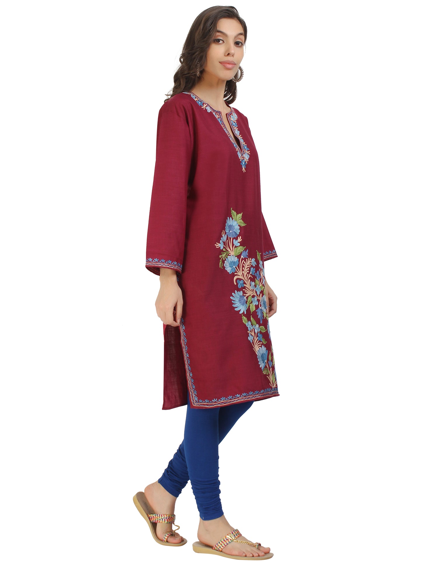 Kashmir Gallery Kashmiri Kurti for Women Cotton Kurti with Embroidery Long A Line Kurtis with Charming Embroidery