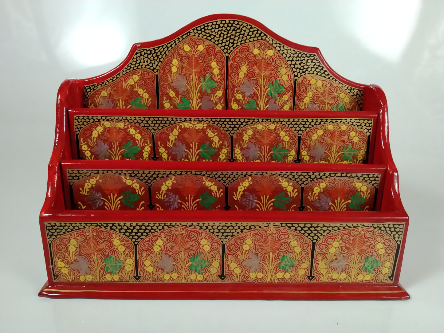Kashmir Gallery - Paper Mache Letter Rack Painted with Embroidery