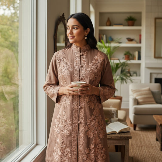 Women’s Woolen Long Coat – Elegant Winter Wear - Light Brown