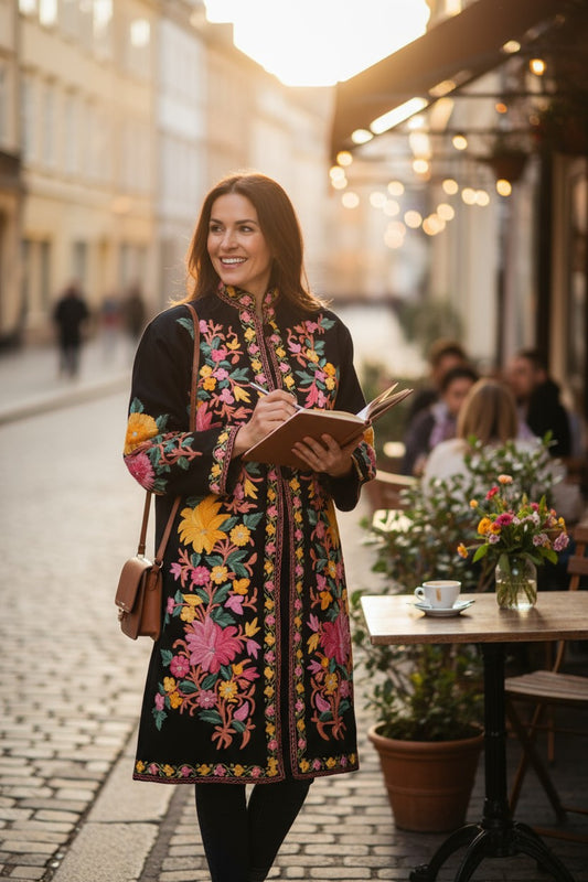 Women’s Woolen Long Coat – Elegant Winter Wear - Black