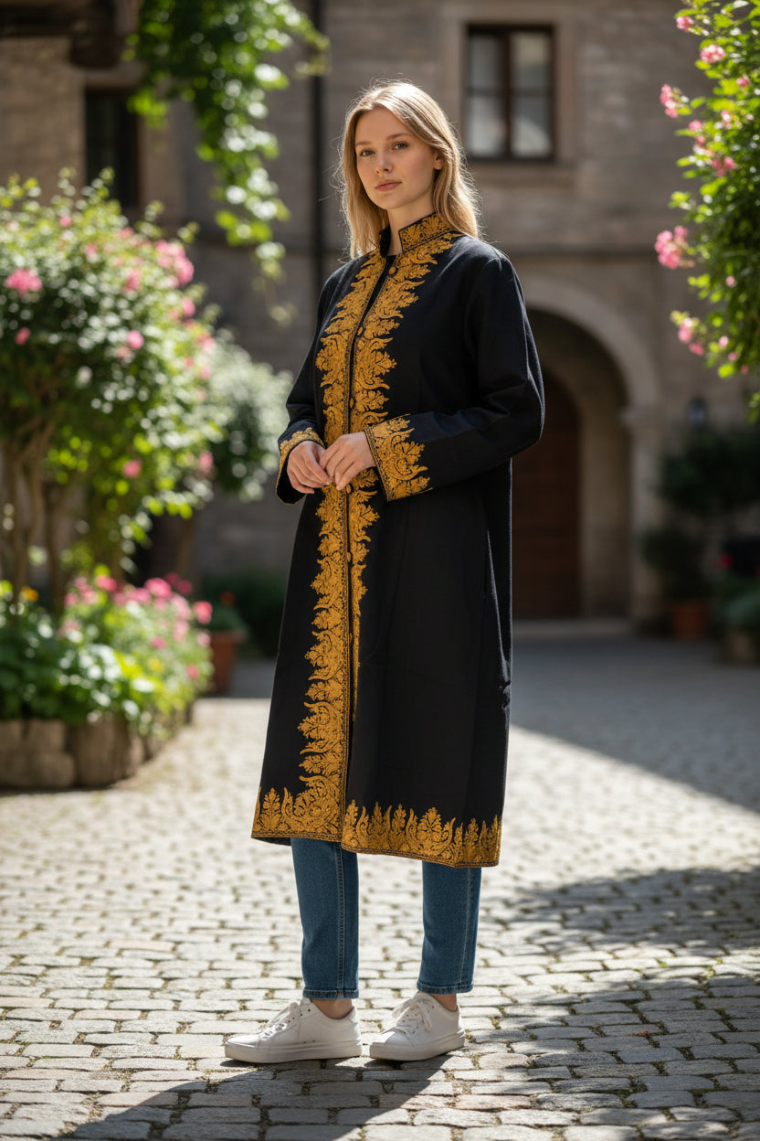 Women’s Woolen Long Coat – Elegant Winter Wear - Blue