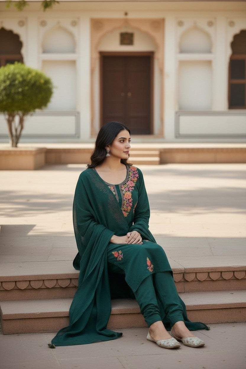 Women Cotton Suits with Kashmiri Embroidery Unstitched Dress Material Salwar Suits