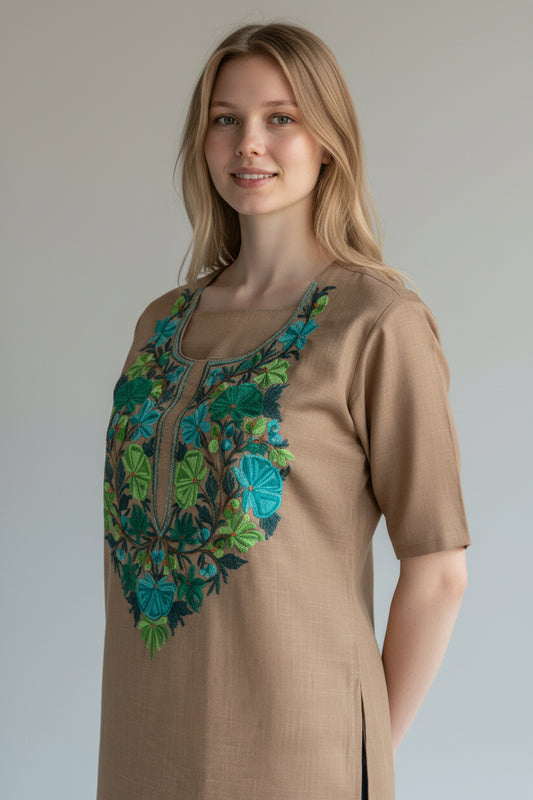 Women Cotton Suits with Kashmiri Embroidery Two Piece Suit - Grey2