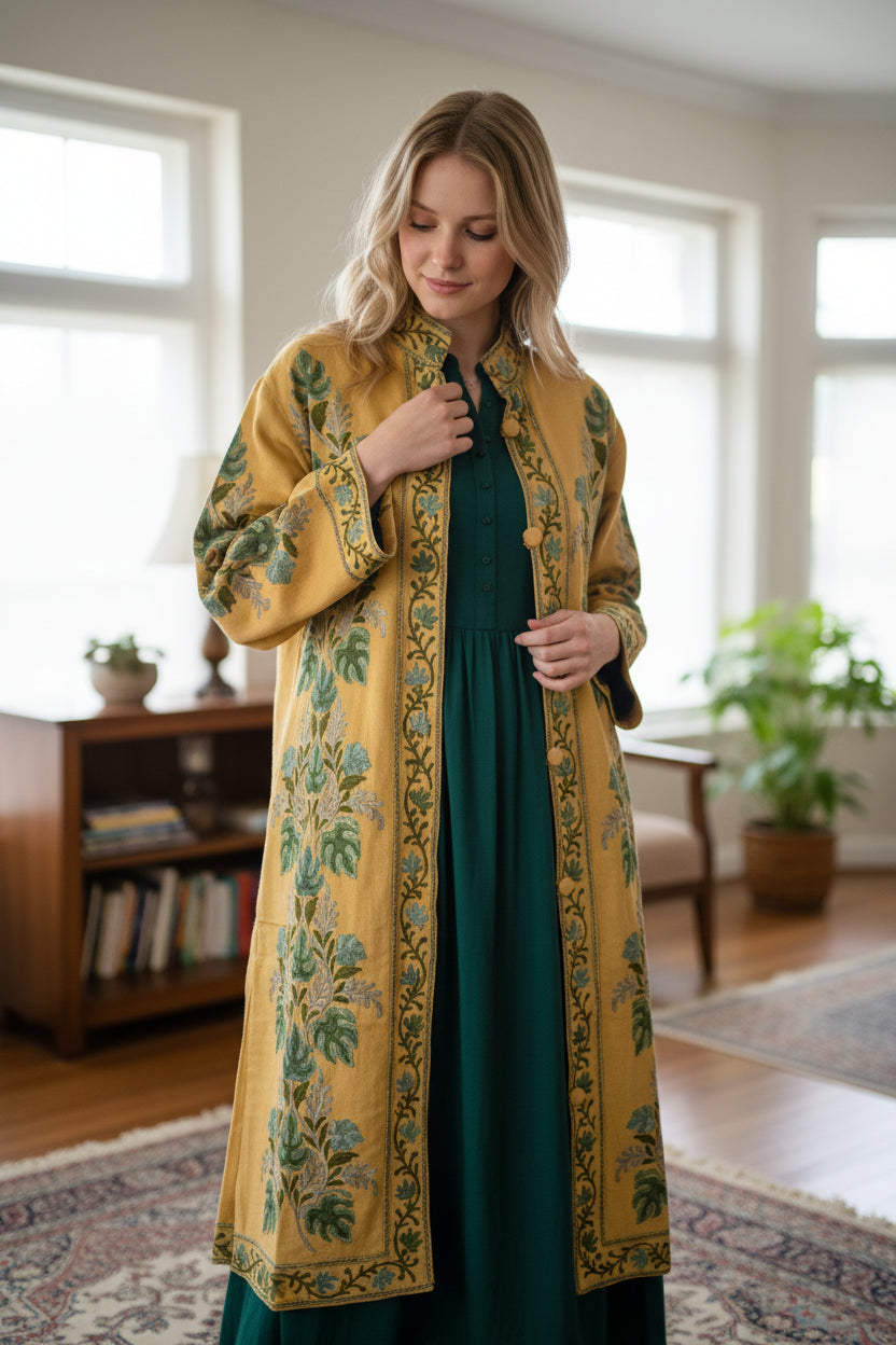 Women’s Woolen Long Coat – Elegant Winter Wear - Beige