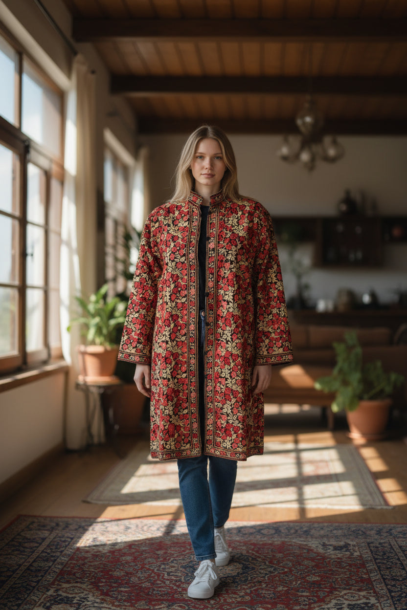 Women’s Woolen Long Coat – Elegant Winter Wear - Maroon2