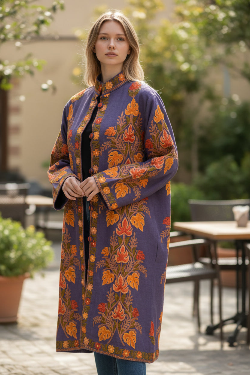 Women’s Woolen Long Coat – Elegant Winter Wear - Royal Blue