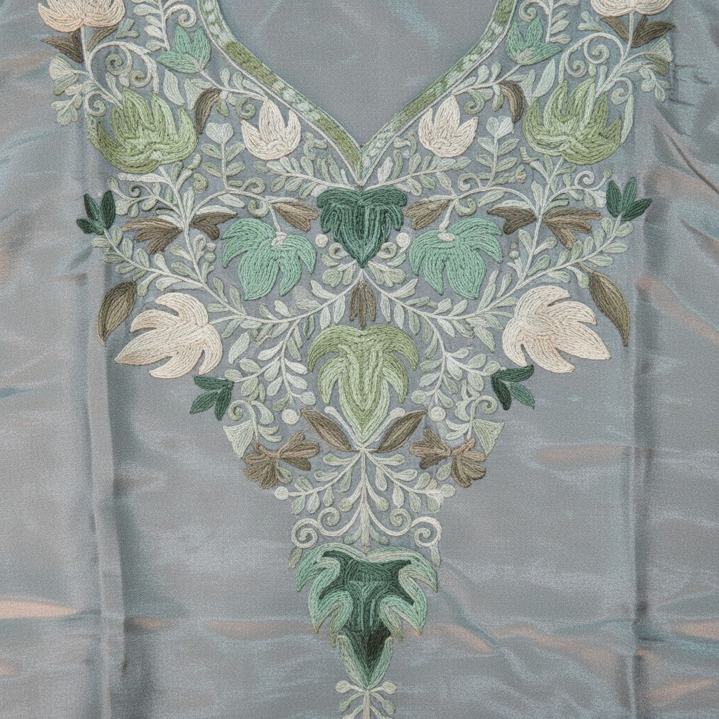 Kashmiri Kurti for Women Silk Kurti with Embroidery - Green