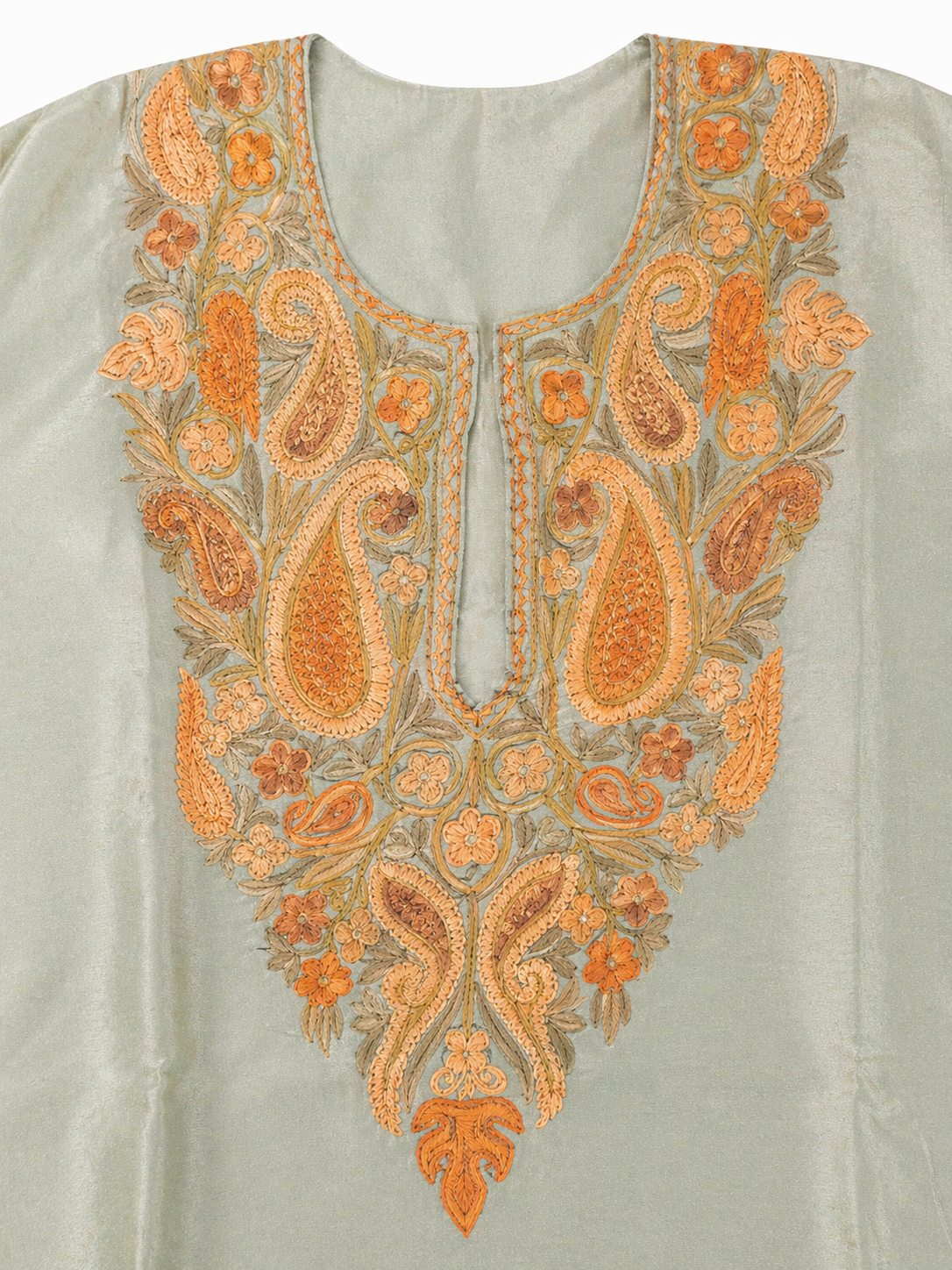 Kashmiri Kurti for Women Silk Kurti with Embroidery - Light Green