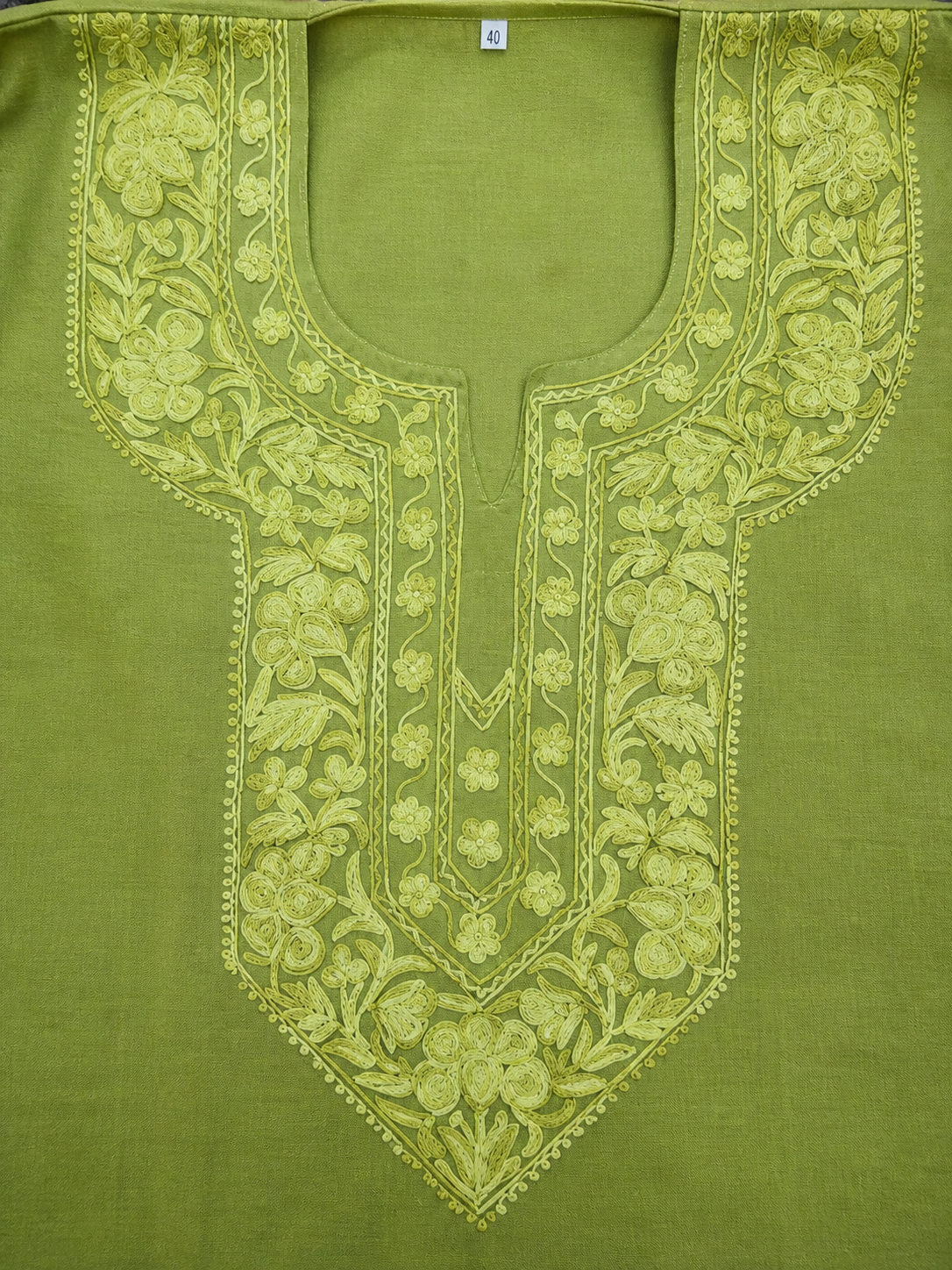 Kashmiri Kurti for Women Cotton Kurti with Embroidery - Green