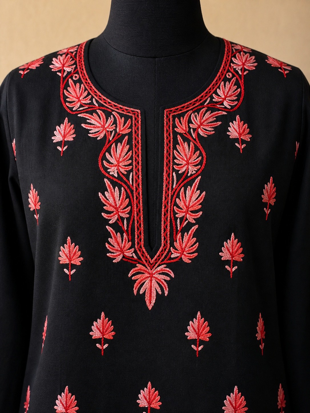 Kashmiri Cotton Co ord set Kurta Set for women (Medium | Black)