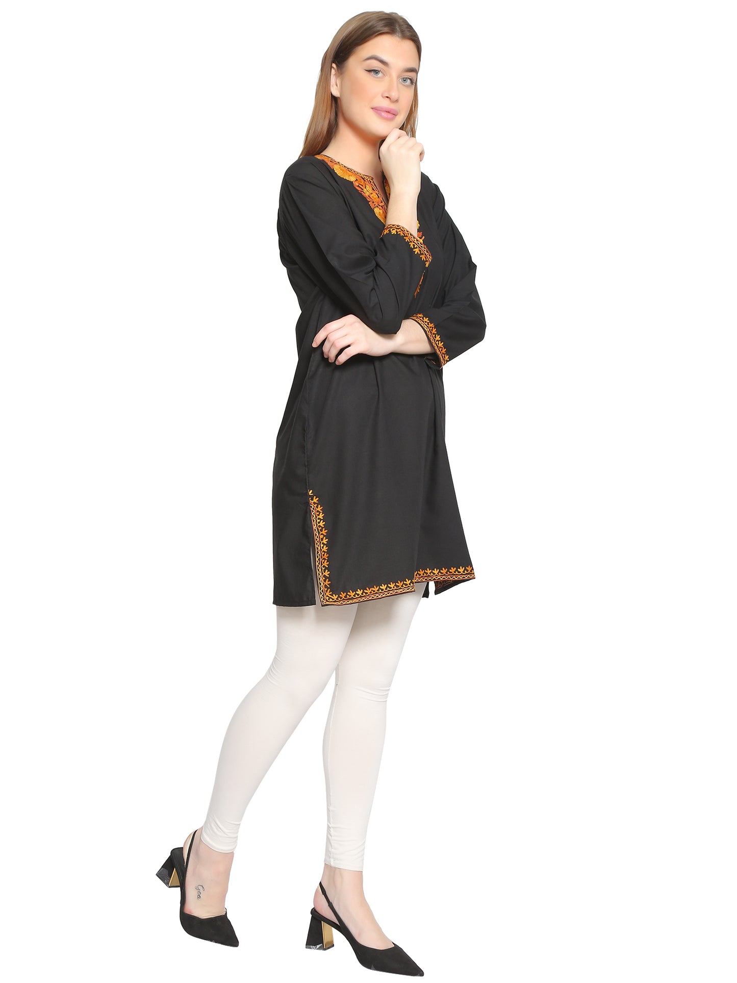 Kashmir Gallery Kashmiri Kurti for Women Cotton Kurti with Embroidery Long A Line Kurtis with Charming Embroidery