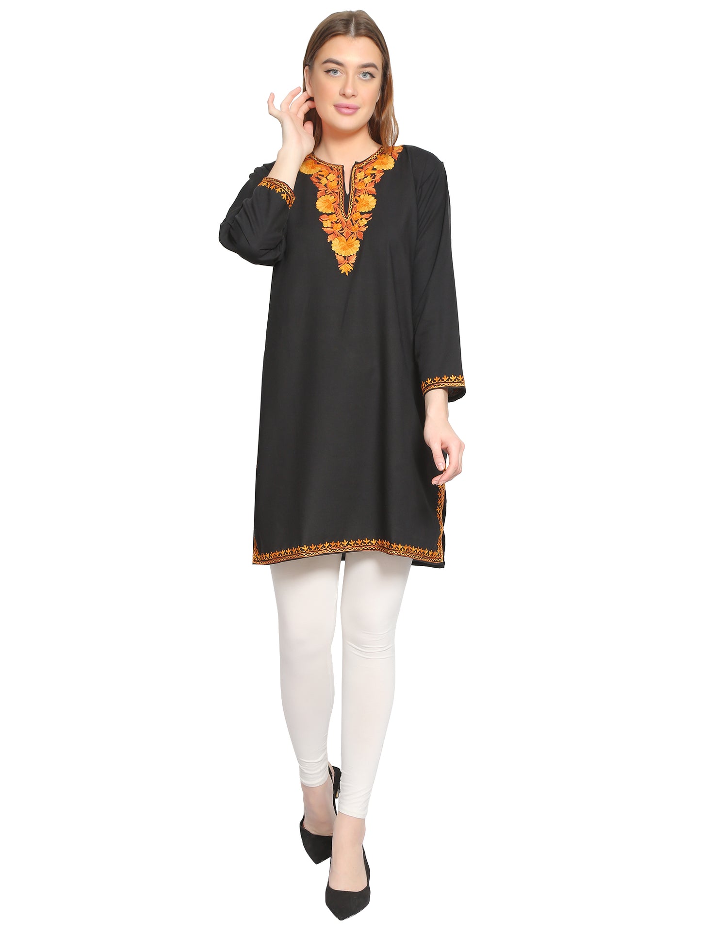 Kashmir Gallery Kashmiri Kurti for Women Cotton Kurti with Embroidery Long A Line Kurtis with Charming Embroidery