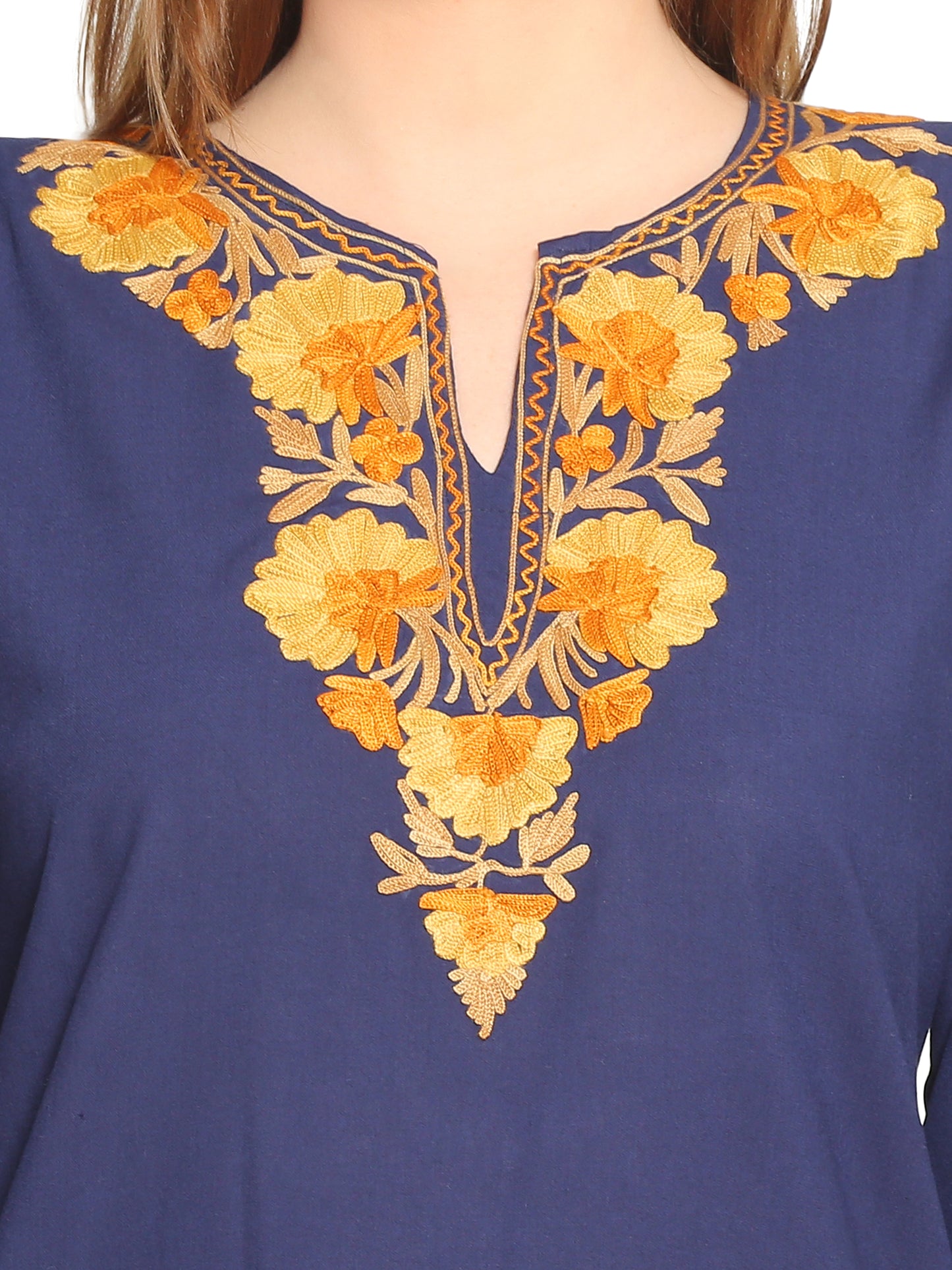 Kashmir Gallery Kashmiri Kurti for Women Cotton Kurti with Embroidery Long A Line Kurtis with Charming Embroidery