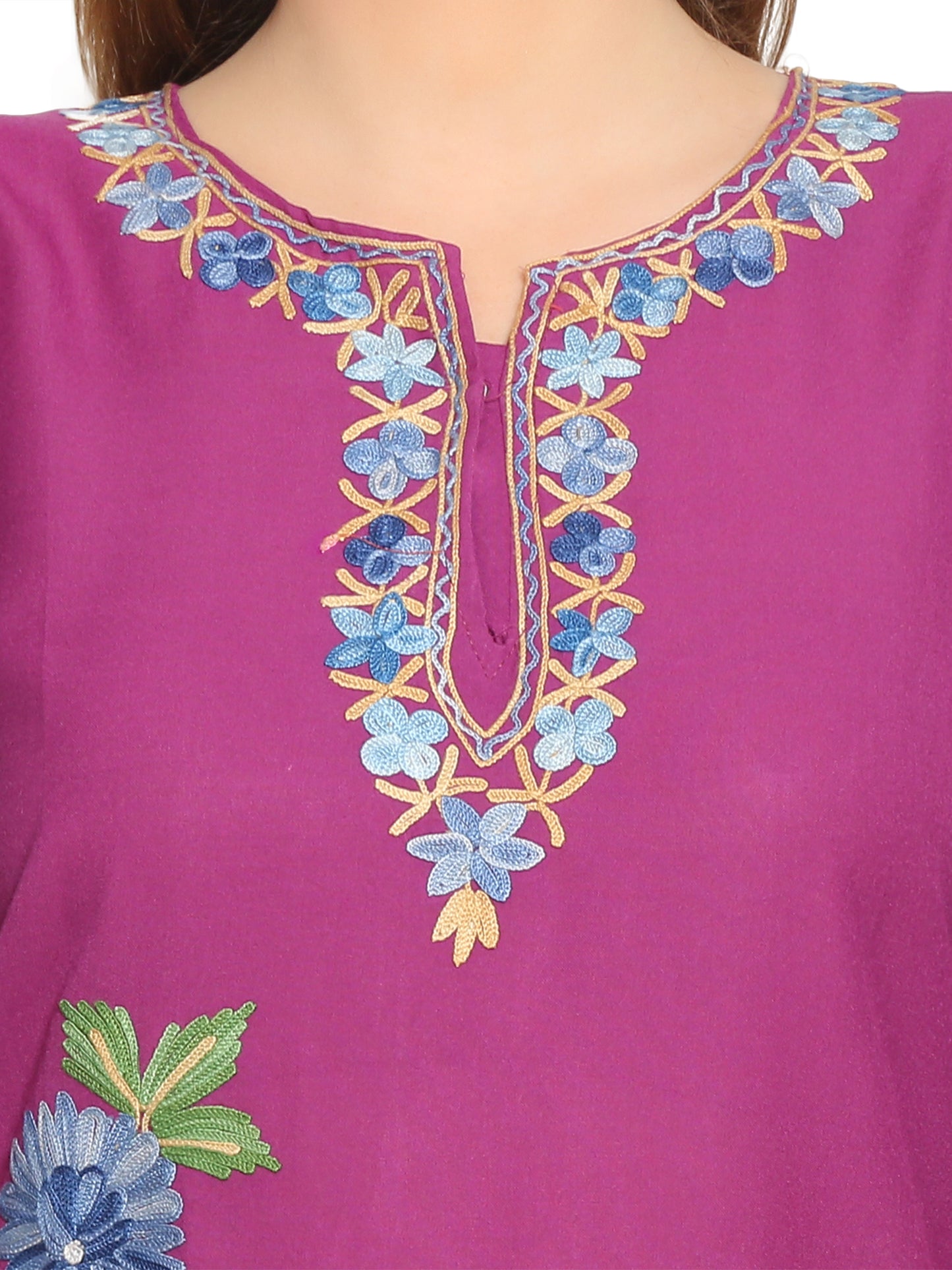 Kashmir Gallery Kashmiri Kurti for Women Cotton Kurti with Embroidery Long A Line Kurtis with Charming Embroidery