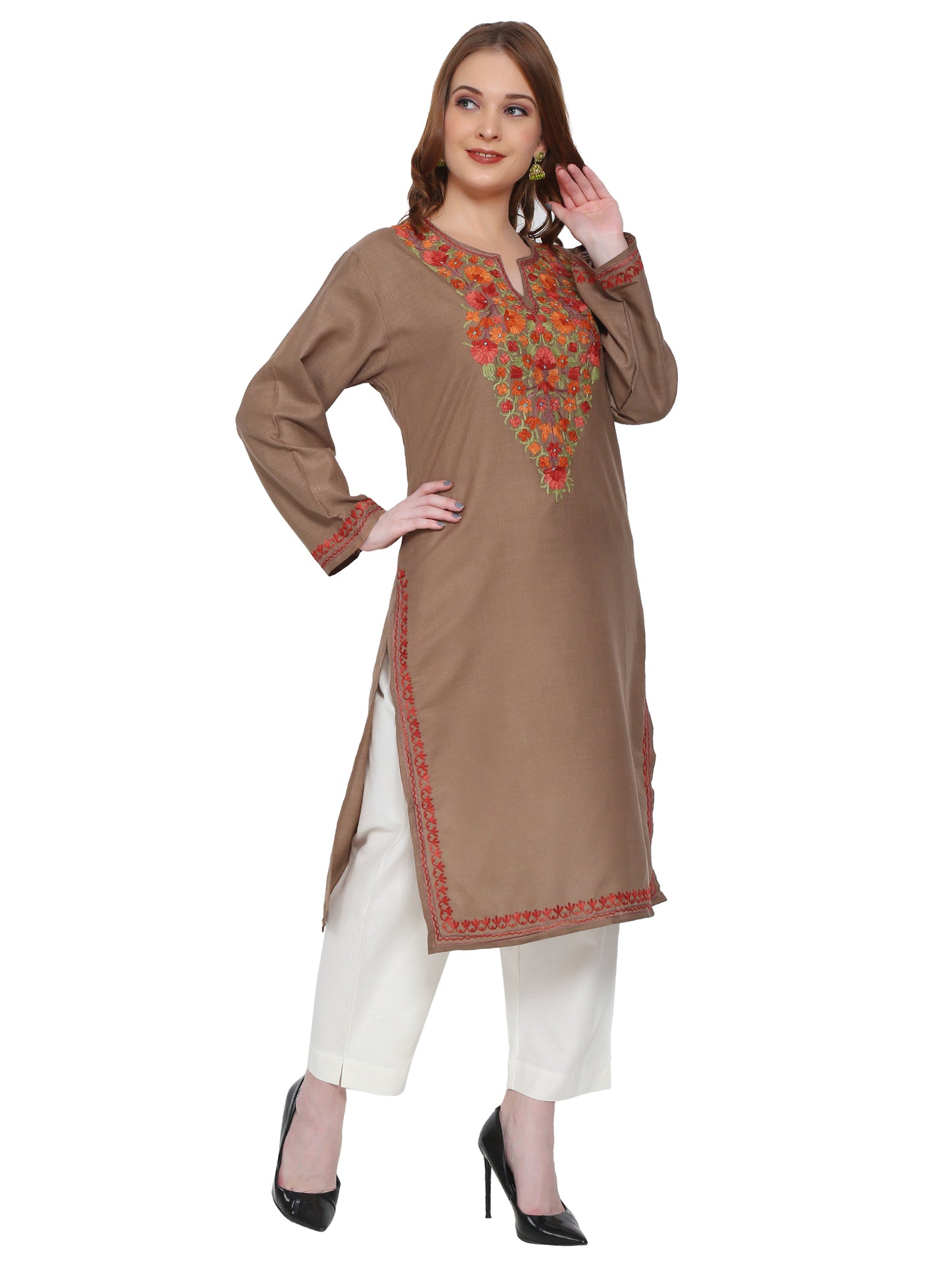 Kashmir Gallery Kashmiri Kurti for Women Cotton Kurti with Embrith Charming Embroidery