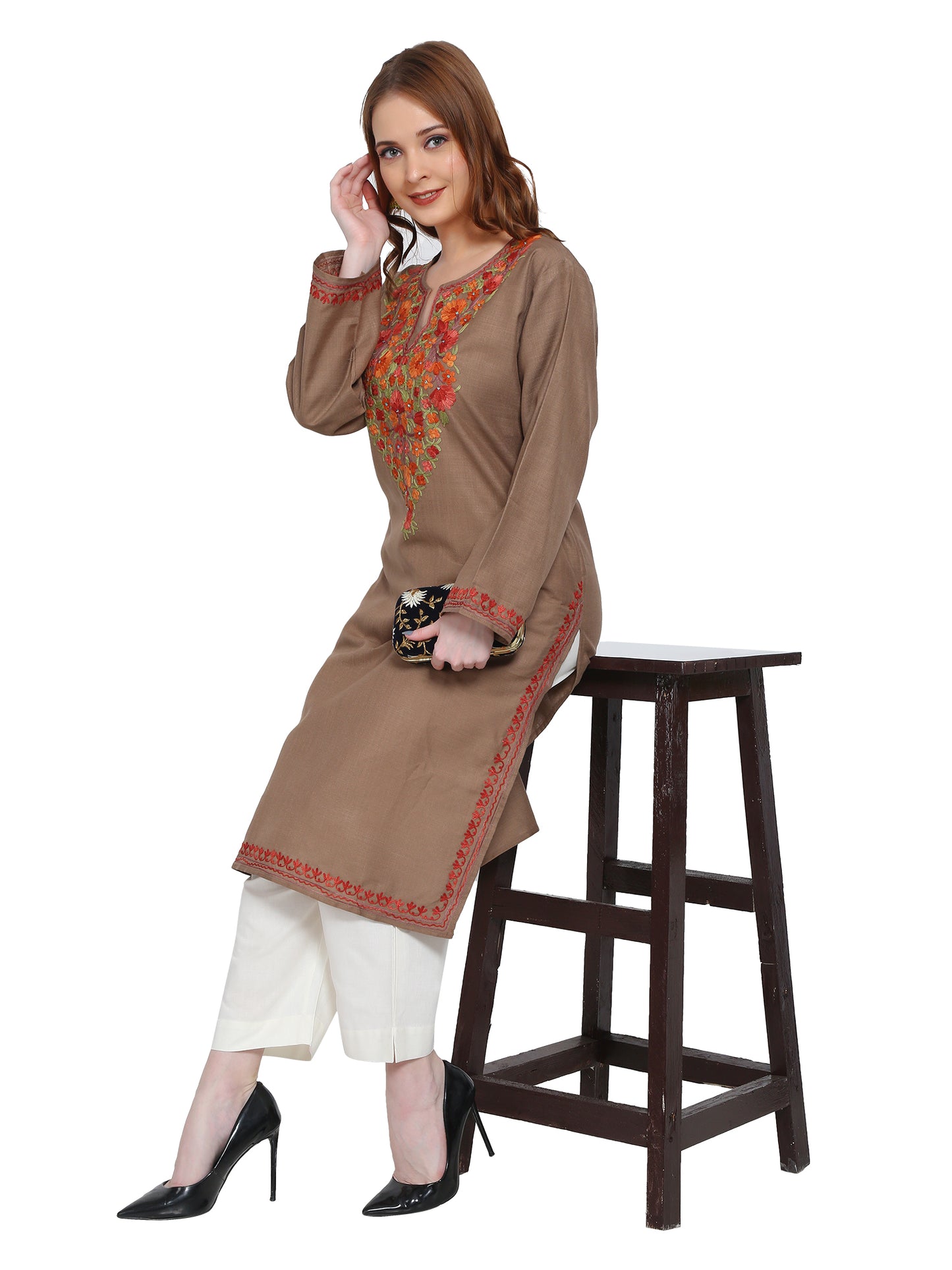 Kashmir Gallery Kashmiri Kurti for Women Cotton Kurti with Embrith Charming Embroidery