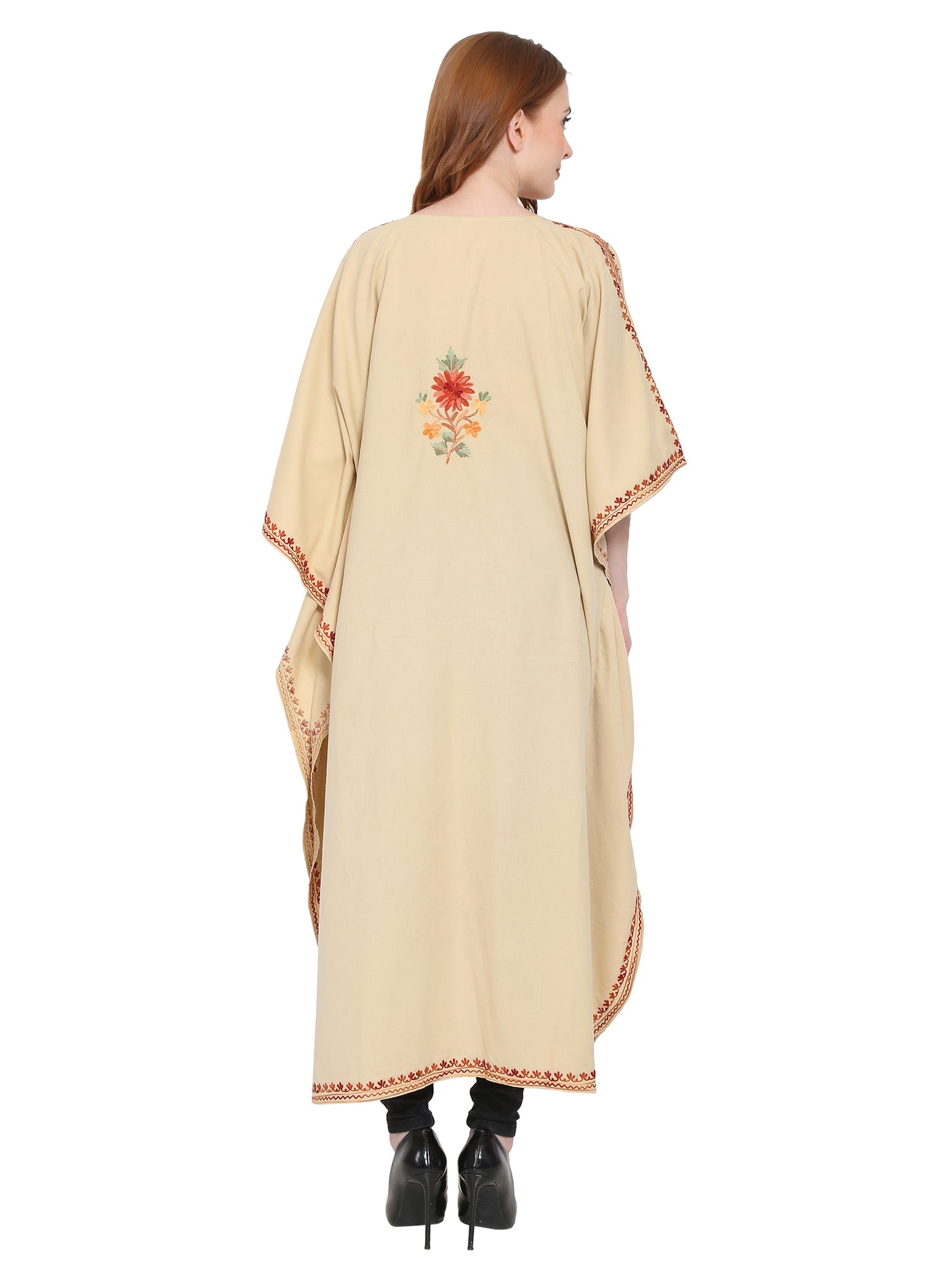 Kashmir Gallery Women Kashmiri Kaftan Nightgown Maxi with Kashmiri Charming Embroidery Free Size