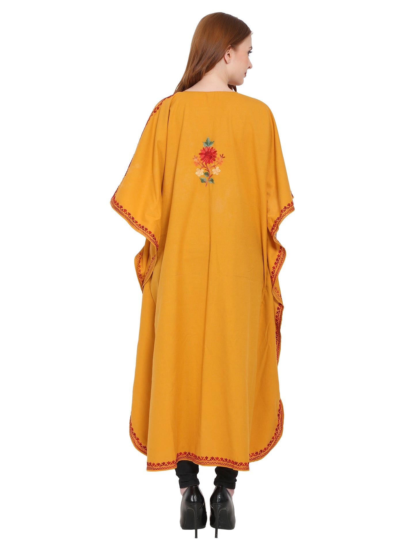 Kashmir Gallery Women Kashmiri Kaftan Nightgown Maxi with Kashmiri Charming Embroidery Free Size