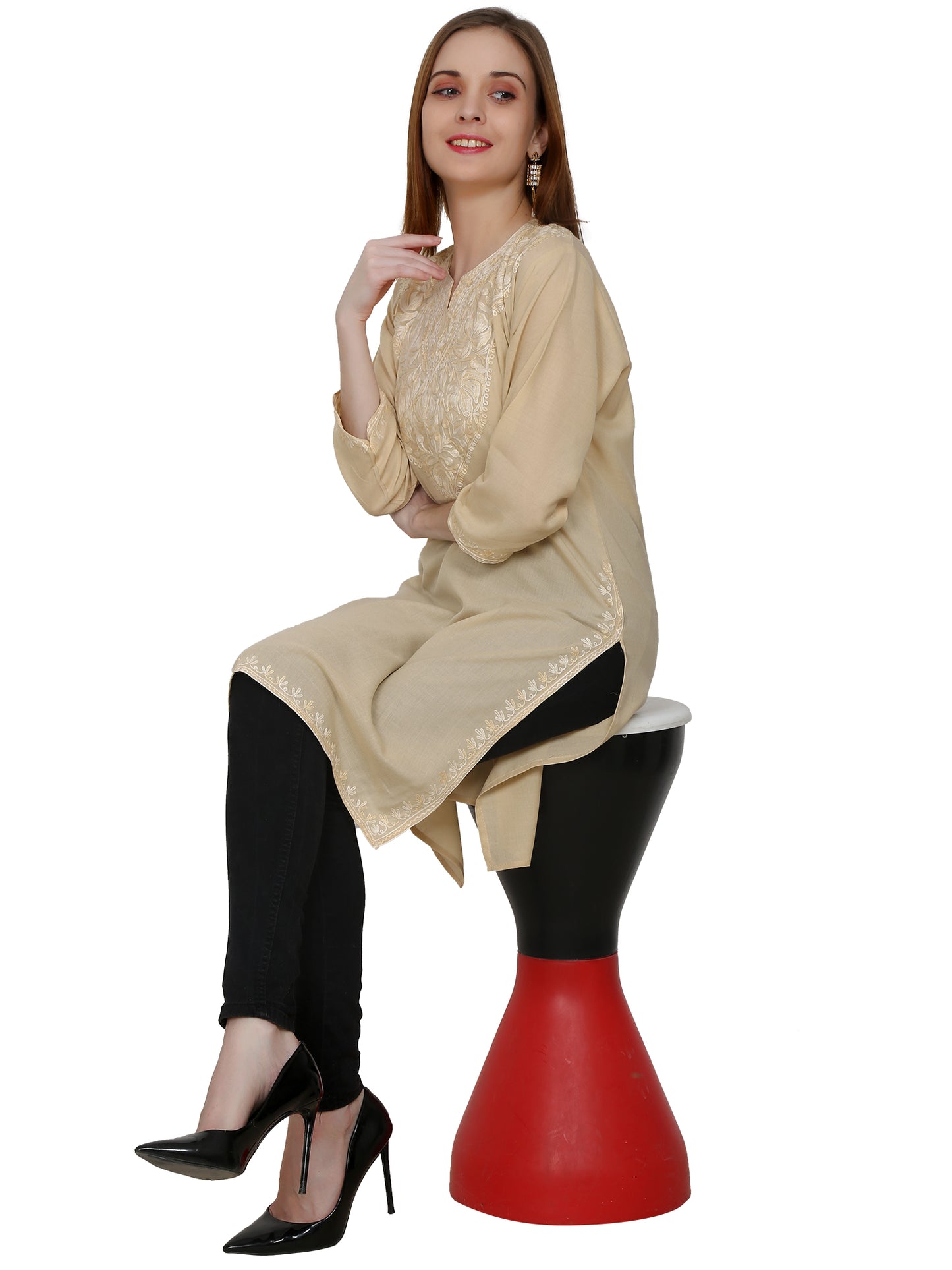 Kashmir Gallery Kashmiri Kurti for Women Cotton Kurti with Embrith Charming Embroidery