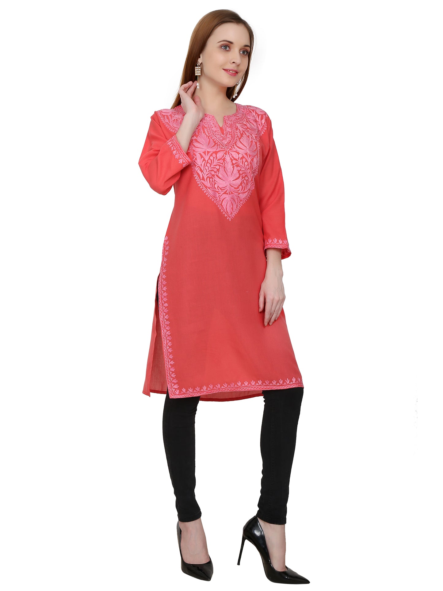 Kashmir Gallery Kashmiri Kurti for Women Cotton Kurti with Embrith Charming Embroidery