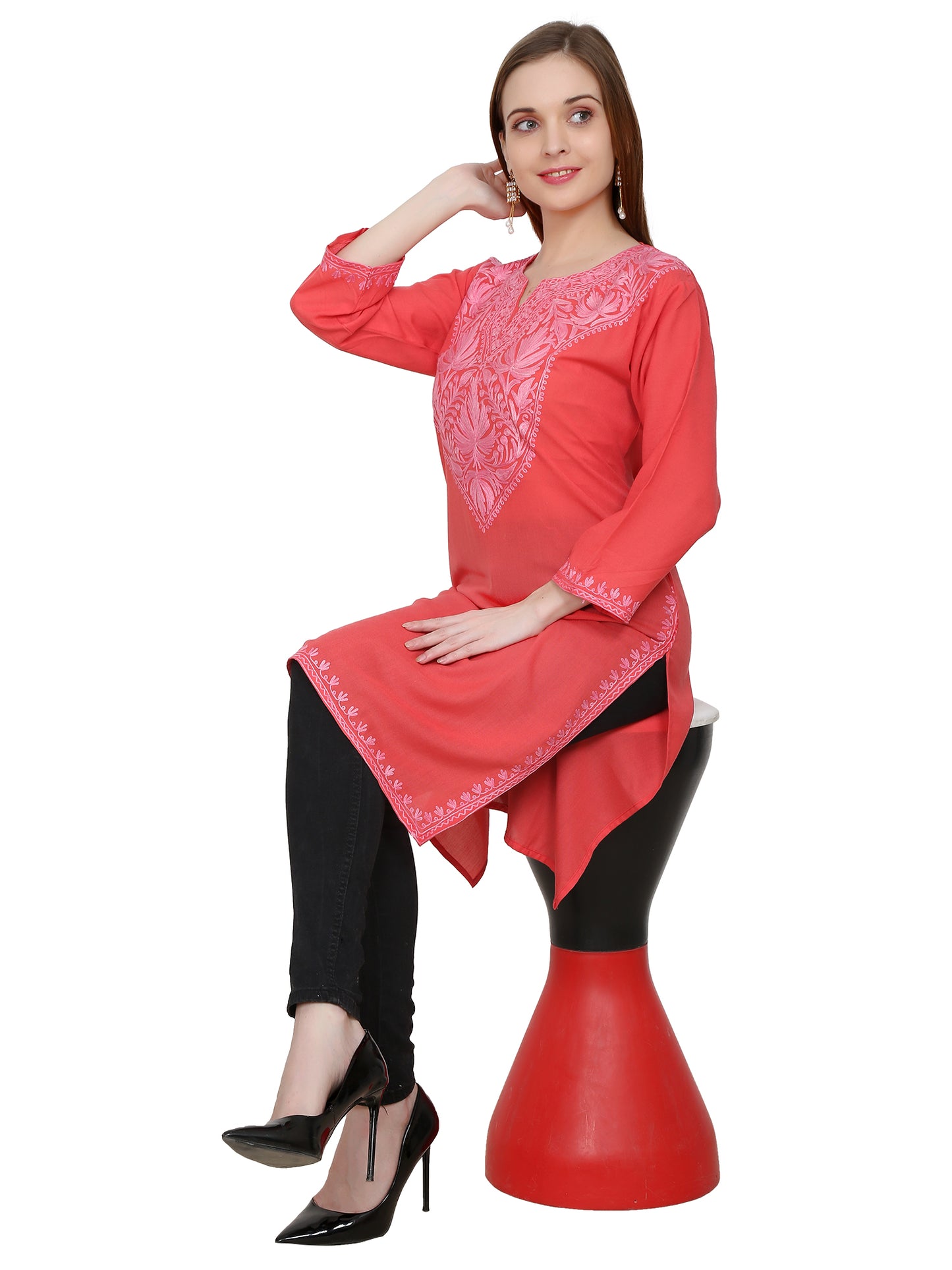 Kashmir Gallery Kashmiri Kurti for Women Cotton Kurti with Embrith Charming Embroidery