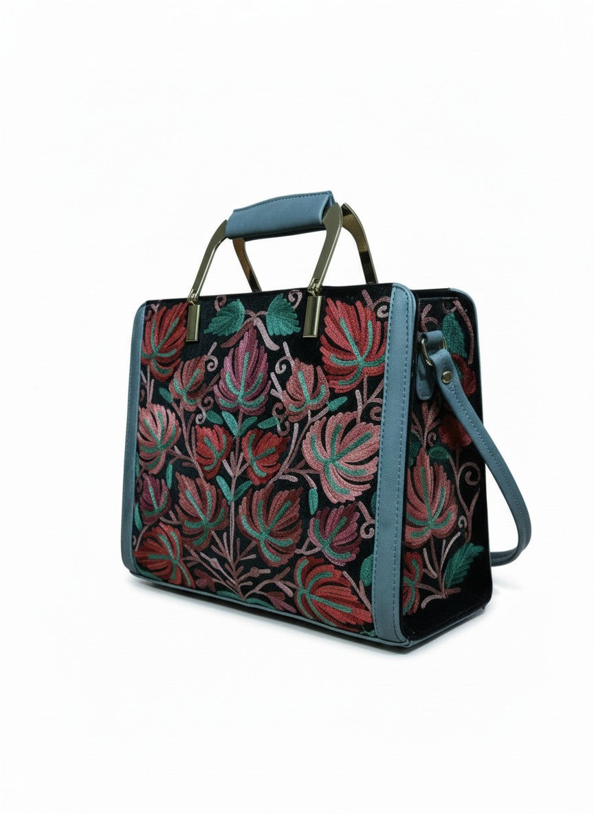 Women Hand Bag | Sling | With Kashmiri Embroidery - Black-2