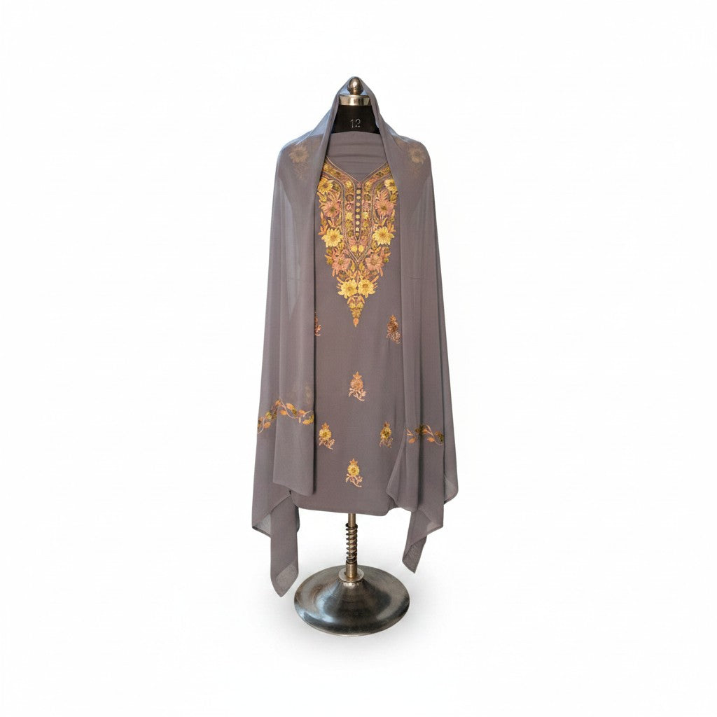 Kashmiri Georgette Suits For Women With Embroidered Dupatta - Blue