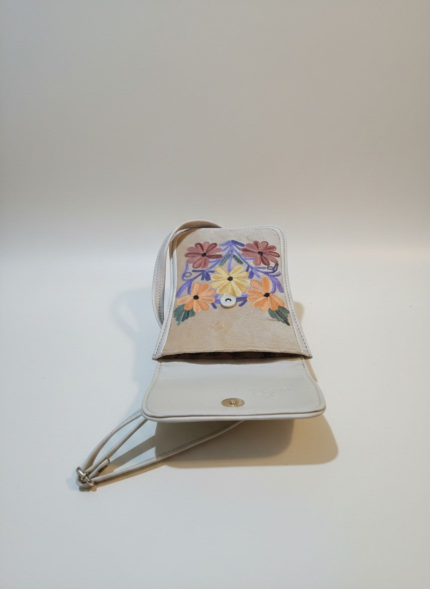 Kashmiri Bags for Women | Passport sling bag with Aari embroidery - White3