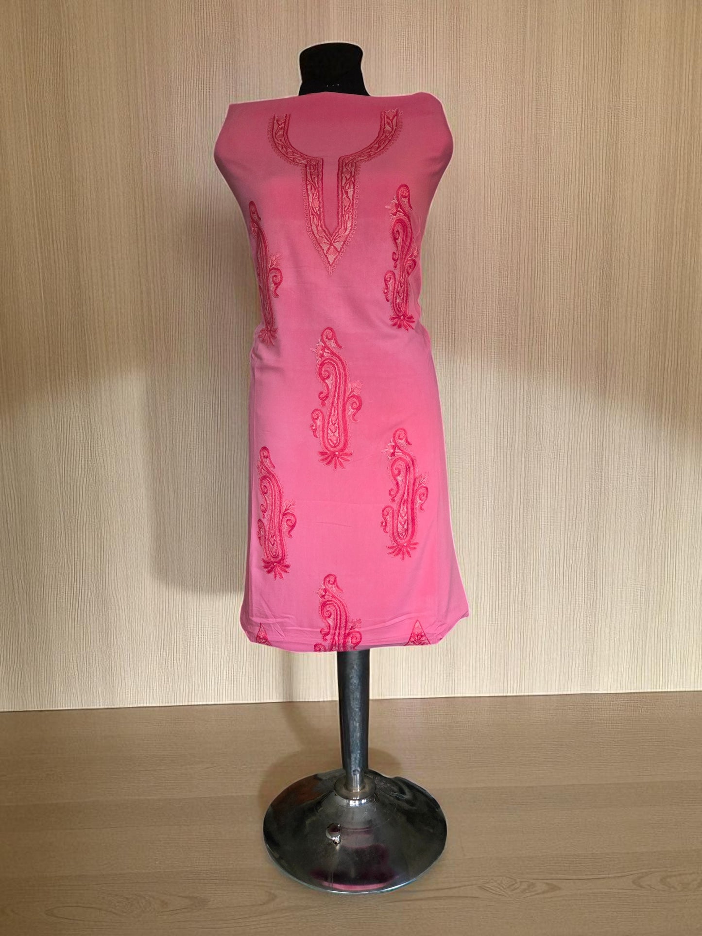 Women Cotton Suits with Hand Kashmiri Embroidery Unstitched Dress Material Salwar Suits -pink