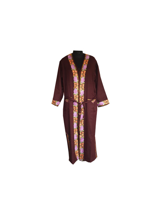 Kashmir Gallery Women Kashmiri Woolen Kaftan Nightgown Maxi Kashmiri Embroidery