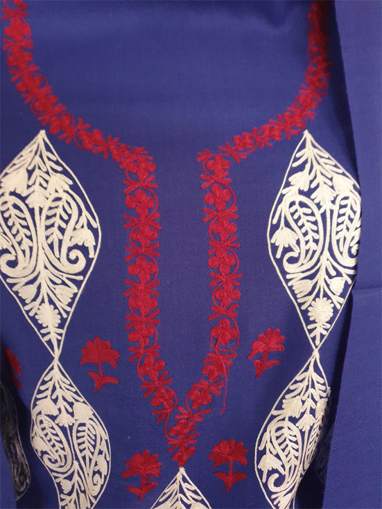 Women Woolen Kashmiri Suits Semi Pashmina (Blue-1)