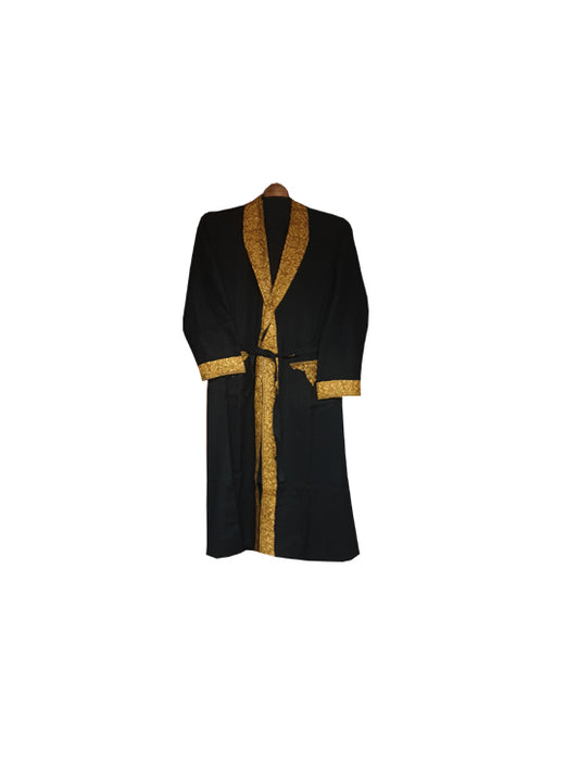 Men Woolen Nightgown Dressing Gown Sleep And Lounge Wear With Kashmiri Charming Embroidery Free Size