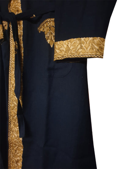 Men Woolen Nightgown Dressing Gown Sleep And Lounge Wear With Kashmiri Charming Embroidery Free Size